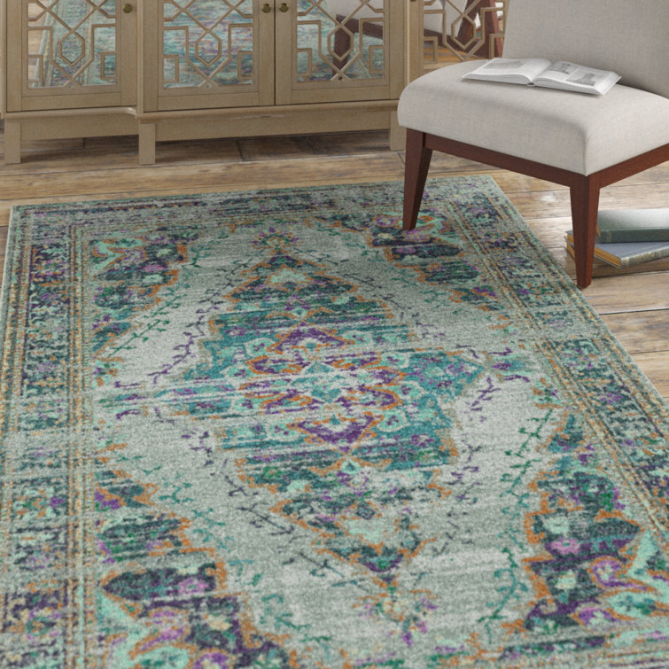 Bungalow Rose Menard Oriental Teal And Purple Area Rug & Reviews Wayfair